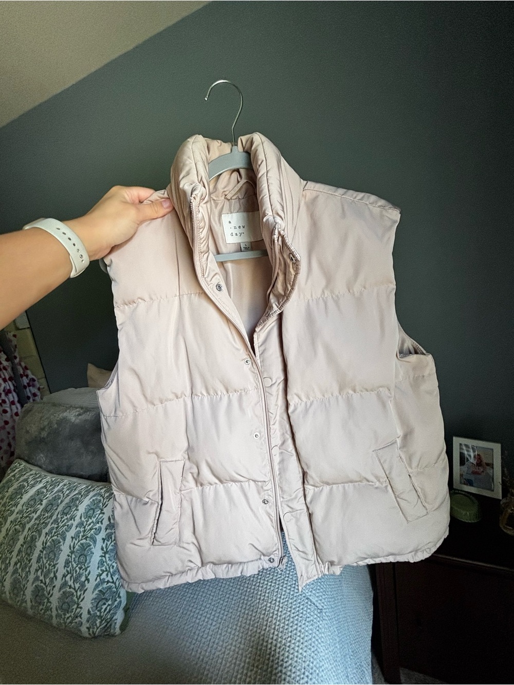 Women's Light Pink Puffer Vest - Sleeveless Jacket